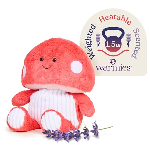 Image of warmies Microwavable & Weighted Stuffed Animals, Red Toadstool - Heated Stuffed Animal Plushie for Warmth & Comfort - Cute Soft Plush Toys for Adults & Children (Boys, Girls, Babies & Toddlers)