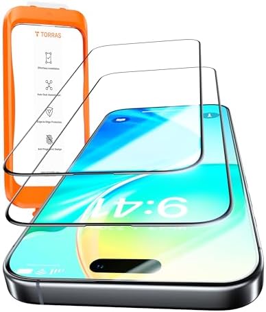 TORRAS for iPhone 16 Pro Screen Protector, UNBREAK TOP 9H Glass, 2 Pack