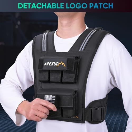 Image of APEXUP Adjustable Weighted Vest Men 20lbs /30lbs /40lbs Weights with Reflective Stripe, Weight Vest Woman Workout Vest for Strength Training Running Walking