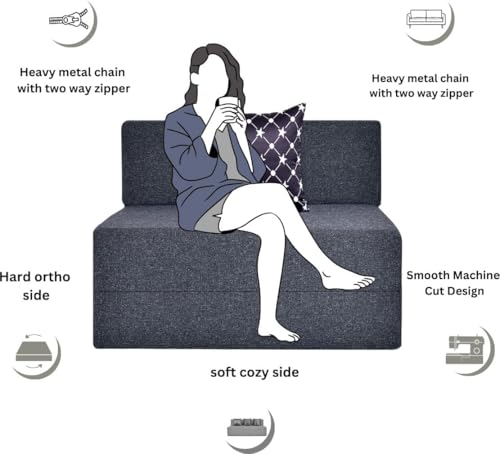 Image of Convertible Sofa Chair Bed, 3-in-1 Sleeper Chair with Foldable Design, Modern Upholstered Lounge Accent Chair, Space Saving Single Sofa Bed for Living Room, Bedroom & Small Spaces (Grey (FA097))