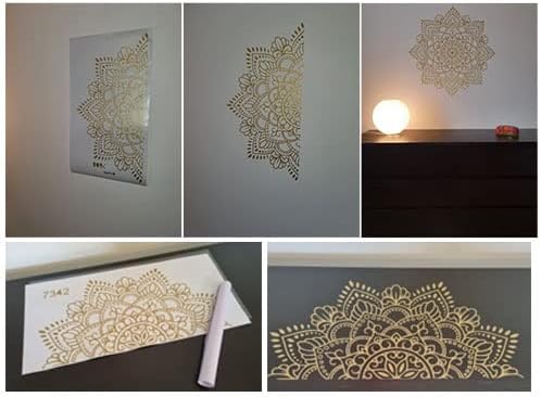 Miniatura 6 de Vinilo decorativo para pared con diseño de mandala, decoración de estudio de yoga y meditación, papel tapiz con cabecera de mandala de flores