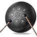 PUJONI Steel Tongue Drum Percussion: 6 Inch 8 Notes Musical Instruments, Music Gifts for Family Friends (Black)