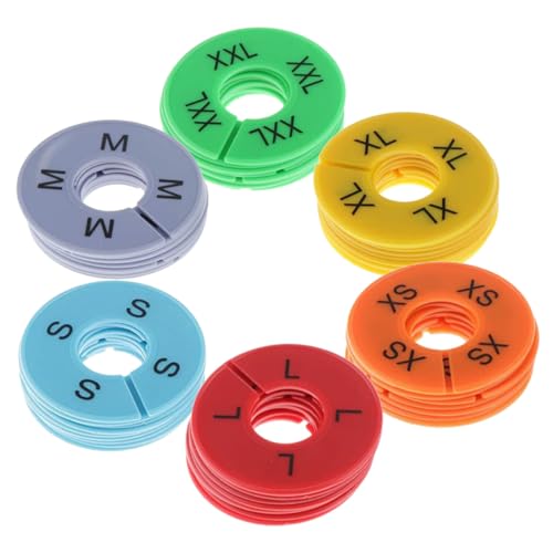 TOVINANNA Separadores de Ropa por Tallas de Plástico 30 Piezas Redondas para Armario Tamaños XS a Xxl Colores Surtidos Naranja Azul Claro Gris Rojo Amarillo Verde Organizadores