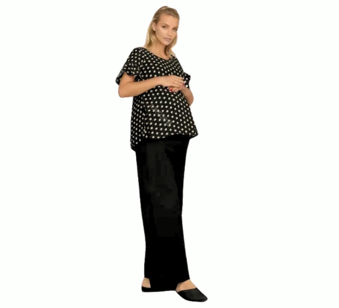 Fashiospice Maternity Plazo Pant for Pregnancy, Pants for Pregnant Women for Ultimate Comfort (L-Black) - Image 3 thumbnail