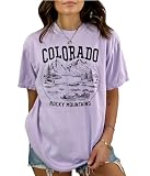 NACRE APPAREL Colorado Shirt Rocky Mountains Hiking Colorado State Western USA T-Shirt Casual Women Shirt -00471-33 Orchid, Medium