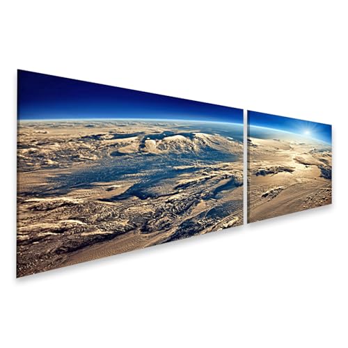 Tableau sur toile courbure de la terre islandburner décoration murale bureau 2 pièces