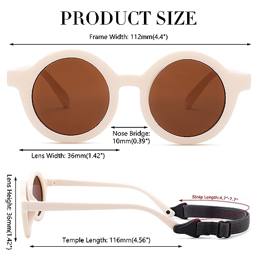 LIU·WEN Cute Round Baby Sunglasses Polarized 3 Pack - Flexible Frame with Strap for Toddler Newborn Infant 0-24 Months4