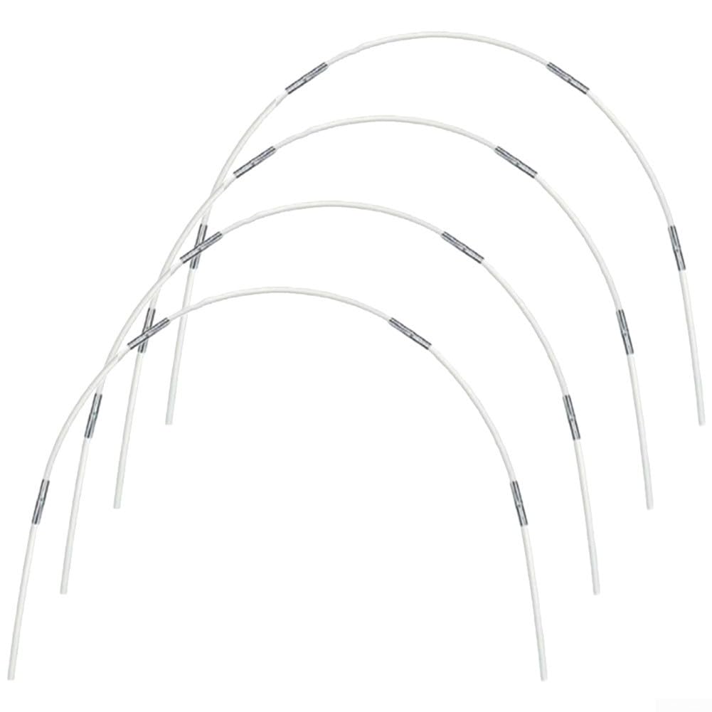 Aros de invernadero, kit de aro de jardín desmontable de fibra de vidrio para invernadero, túnel de cultivo, 20 tubos de conexión plateados y 24 tubos de fibra de vidrio