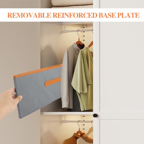 ASelected Große 2er-Set Aufbewahrungsboxen 50 x 40 x 20 CM Schrank Organizer mit Ledergriff und Trennwand Aufbewahrungsbox aus Stoff Faltbare für Kleiderschrank Kleidung, Bücher(grau)