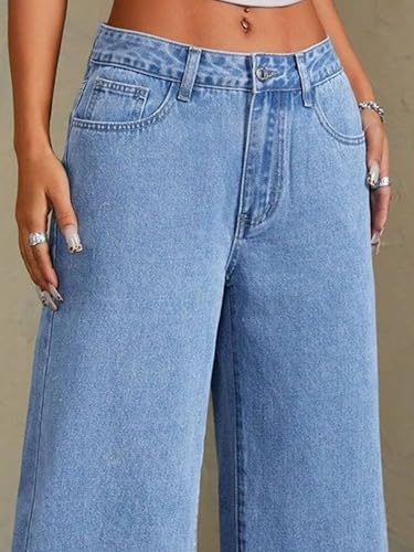 Image of KOTTY Women's High Waist Wide Leg Jeans | Relaxed Fit Comfortable Denim Pants for Women