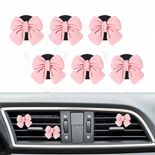 Image of 6 PCS Coquette Pink Bow Car Air Freshener Set,Girly Car Accessories for Women, Cute Girl Car Decor, Aesthetic Pink Car Decorations, Perfect for Women's Car Interior, Coquette Car Accessories