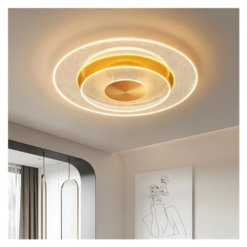 Plafonnier LED doré acrylique moderne : luminaire intérieur pour salon et salle