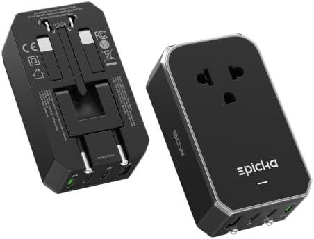 EPICKA Universal Reisestecker Adapter PD 20W mit 3 USB-C und 1 USB-A | Reiseadapter Weltweit,Internationaler Steckdosenadapter, Travel Adapter für Deutschland USA UK JP TH AU,Air 2