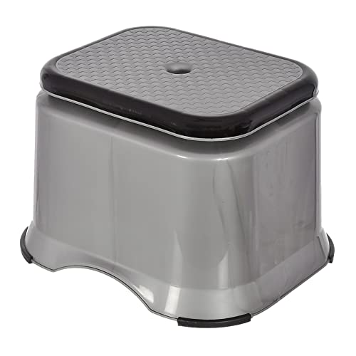 Image of Kuber Industries Ultra 10 Multiuses Portable, Lightweight, Strong, Plastic Bathroom /Step /Sitting Stool, Patla (Grey)-46KM0145, Standard