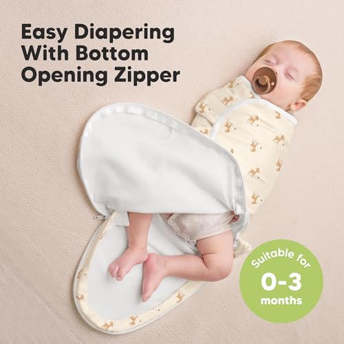 Image of Baby Swaddle Sleep Sacks with Zipper - 3-Pack Swaddles for Newborns 0-3 Months, Infant, Baby Girls, Boys, Soft & Durable Newborn Sleep Sack, Easy Diaper Change Swaddling Blanket (Lil Fawn, OS)
