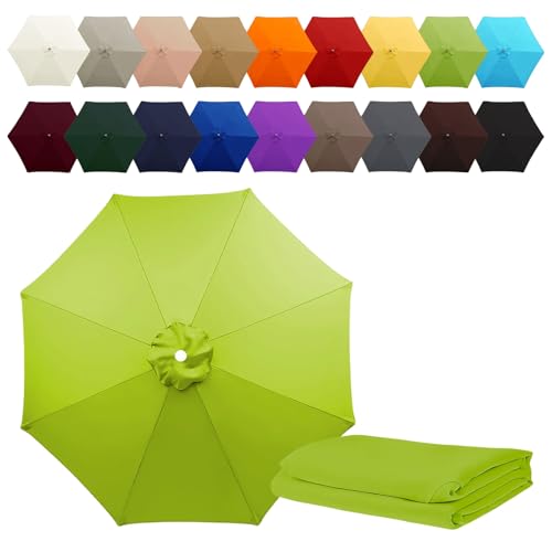 Tela para sombrilla de 6/8 Varillas, cubierta de repuesto para sombrilla de mesa de mercado, Toldo de repuesto parasol de patio, jardín, piscina, playa(Grass green,6.5FT/2.0M-6Ribs)