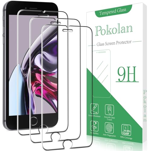 Pokolan 3 Pack Screen Protector for iPhone SE 2020 iPhone 8 iPhone 7 iPhone 6s iPhone 6 Tempered Glass 9H Hardness Case Friendly Ultra HD Bubble-Free Anti-Scratch
