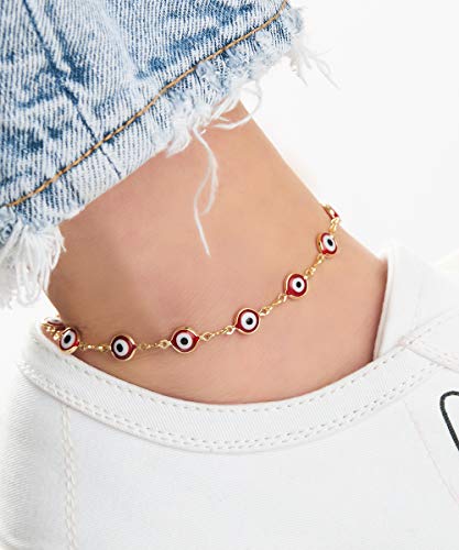 Image of Barzel 18k Gold Plated Evil Eye Anklet Bracelet - Made In Brazil