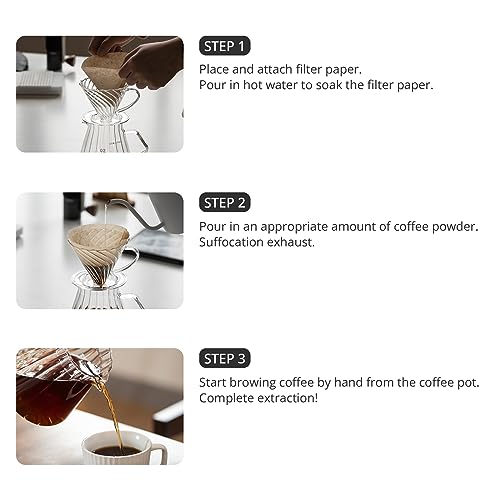 Vandroop Pour Over Coffee Maker-V60 coador de café de vidro com alça e servidor de café de 600 ml, c