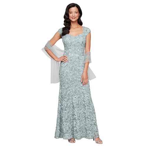 Alex Evenings Women's Long Sleeveless Mother of The Bride Dress with Shawl (Petite and Regular Sizes)