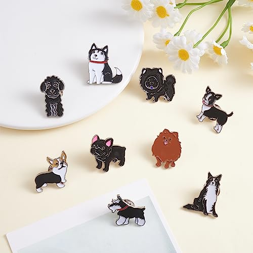 Image of Ornaland 9 Pieces Dog Brooch Pins Cute Animal Brooch Cartoon Siberian Dog Lapel Pins with Brass Butterfly Clutches Alloy Enamel Brooches Badges Jewelry for Backpacks Clothes Jackets Hats