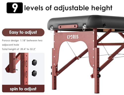 Image of CLORIS 84 inch Professional Massage Table 2 Section Portable Hold Up to 1100LBS
