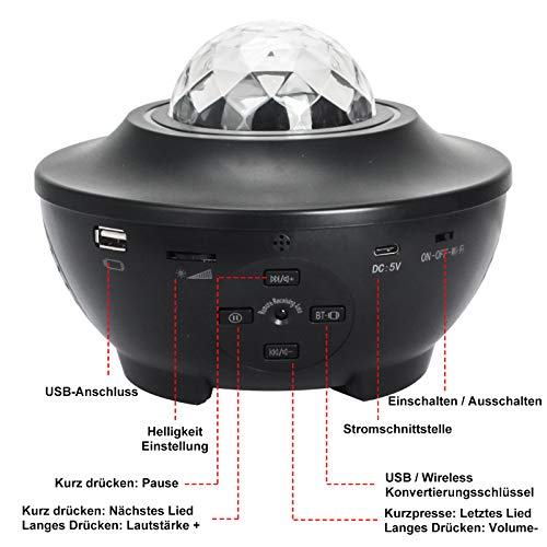 SHAWLAM Led-projector sterrenhemel, Galaxy Light projector met roterende watergolven. - Image 7