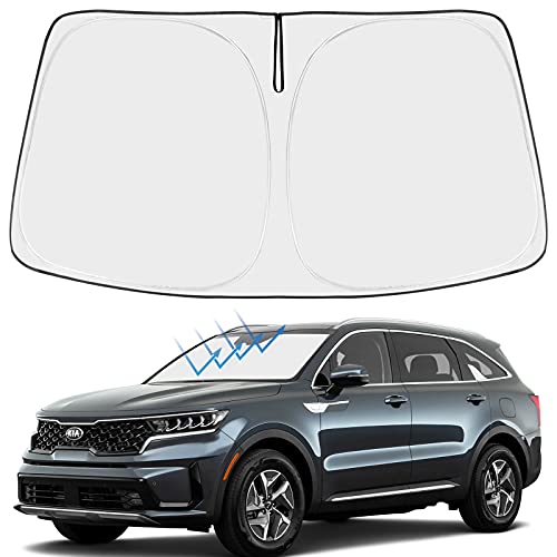 Image of Proadsy Windshield Sun Shade for Kia Sorento 2021-2025 2026 4-Layer Foldable Front Sunshade Protector Sun Visor Blocks UV Rays Keep Car Cooler