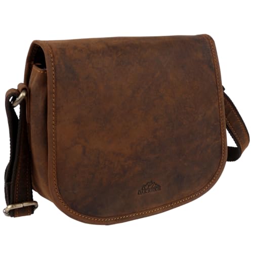 Oakridge Leather Ladies Cross Body Saddle Bag - Brown Hunter Leather