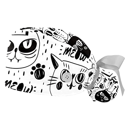 Casquettes de travail respirantes JDEZ anti-transpiration à motifs chat