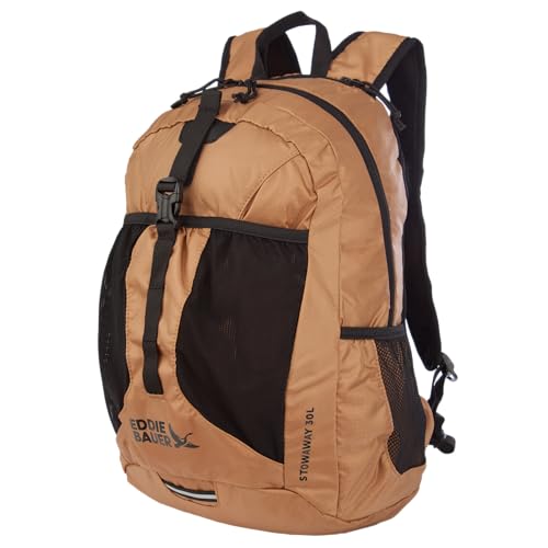 Image of Eddie Bauer Stowaway Packable Backpack | Travel | Outdoor | Lightweight | Foldable | Durable | Ripstop Polyester | 30L - Tobacco