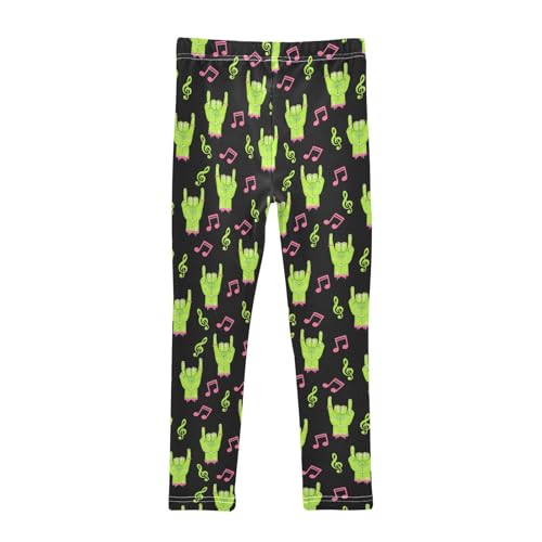 senya Girls Printed Leggings Yoga Pants Zombie Rock Hand Gesture Pattern for Kids in 4t to 10 Years, 4T2