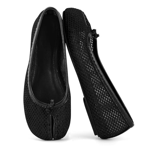 Image of VBDB Mesh Ballet Flats for Women Split Toe Tabi Flats Wide Width Mesh Flats Low Heel Casual Ballerina Comfortable 2026 Spring Summer Shoes