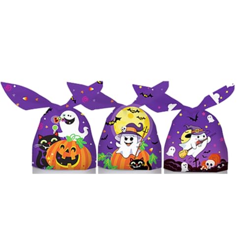 ハロウィン ラッピング袋 お菓子 B:ハロウィンゴースト 50枚セット 23×13.8×3cm マチ付き パーティー ギフトバッグ かわいい 小分け袋 プレゼント パーティー おばけ かぼちゃ NYANDELMO ND-0296-R06-HW-B