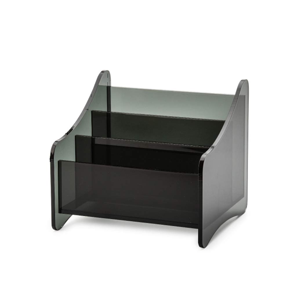 Bandeja organizadora de maquillaje de acrílico transparente, caja de almacenamiento de vitrina cosmética de 3 espacios, for lápiz labial, brochas de maquillaje y productos for el cuidado de la piel,Bl