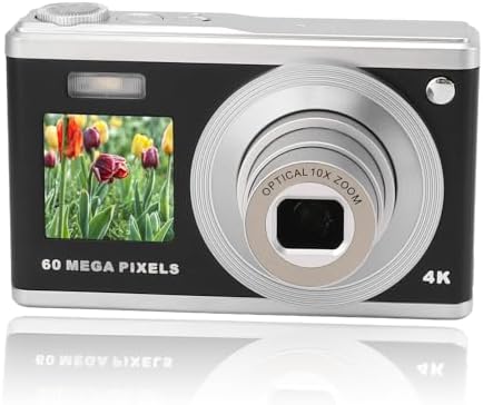 Dpofirs 4K Digital Camera for Photography, 10x Optical Zoom, Digital Camera with Auto Focus and Ultra HD Double Screen, 60MP Anti Shake Outdoor Video Camera Camcorder for Selfie
