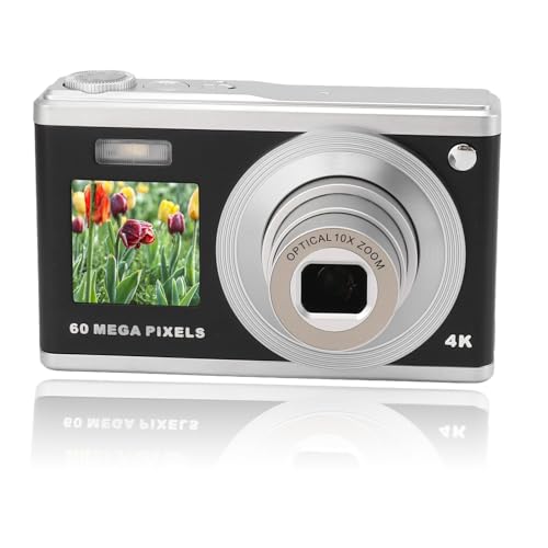 Cámara Digital 4K para Fotografía, Cámara Digital con Zoom óptico 10X, Enfoque Automático con Pantalla Dual Ultra HD, Videocámara Portátil para Exteriores Antivibración de 60 MP