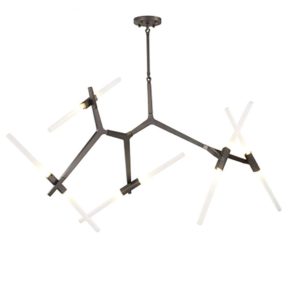 SYAXVOM G9 Modern Branch Chandelier,Industrial Style Herringbone Tube Chandelier,for Dining Room Living ht Fittings-Black. 10 Heads