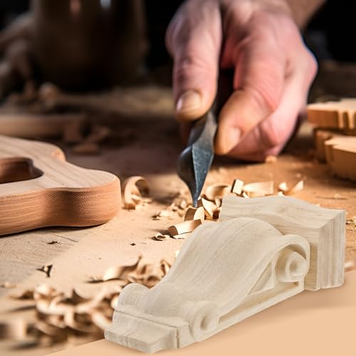 Unfertige Holzkonsole Dekorative Aus Holz Geschnitzte Konsolen Unbemalte TüRdekoration Geschnitzte Ecke Onlay Konsole EuropäIschen Stil Regalhalterungen FüR Eckschrank Kaminsims (10*18*6 CM)