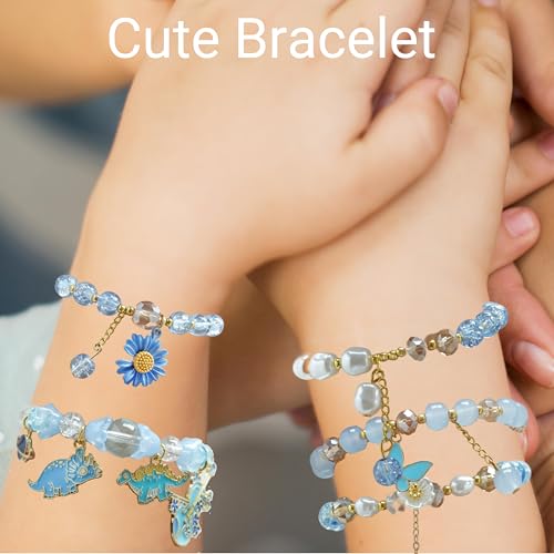Image of 5PCS Beaded Charm Bracelets for Girls Dinosaur Dainty Kawaii Crystal Beads Bracelets Set for Teens Girls Adjustable Stretch Bracelet Birthday Graduation Gift For Daughter Niece Granddaughter
