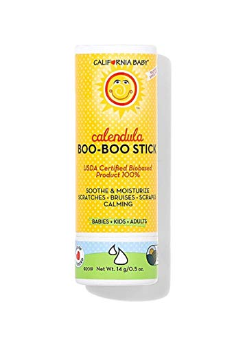 California Baby Calendula Boo Boo Stick - 100% Plant-Based (excluding water), Moisturizing Skin Balm&Painless Scratch Relief Ointment for Face, Body, and Chapped Lips, Natural Tea Tree Essential, .5oz