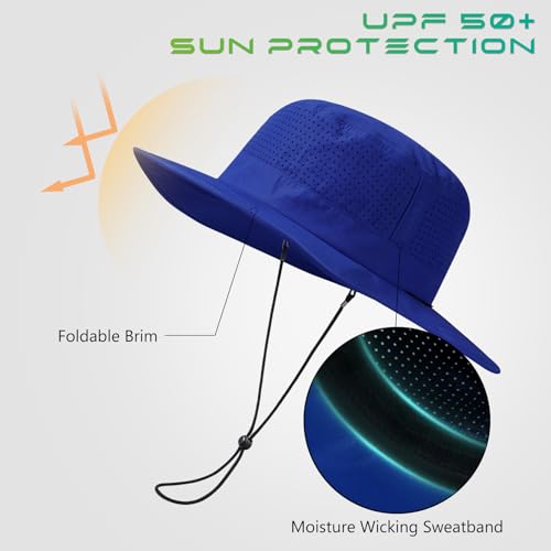 Image of UPF 50+ Bucket Sun Hat with Laser Perforated Mesh Cooling Adjustable Breathable Lightweight for Outdoor Men Women