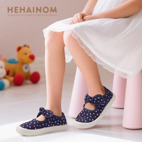 Hehainom Toddler Girls Dress Shoes Mary Jane Flats Kids Bow Wedding Party School Uniform Sneaker Shoes3