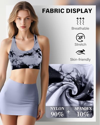 Coume 3 Pack Sports Bras for Women Racerback Tie Dye Bras High Support Padded Workout Bralette Athletic Yoga Running Gym4
