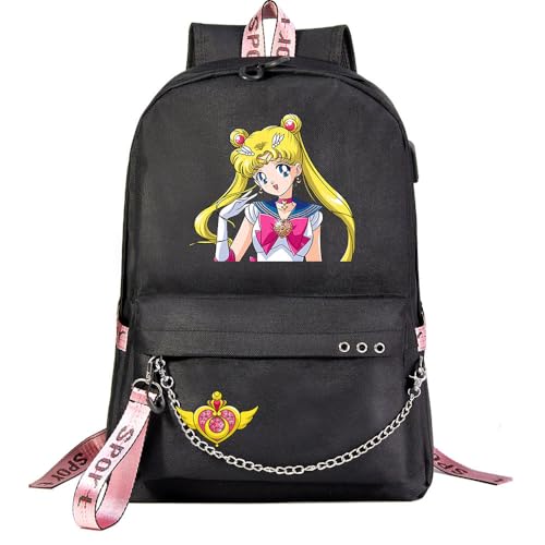 TIANSTON Mochila escolar Sailors Moons Kawaii - Mochila de poliéster duradera para adolescentes, mochila de gran capacidad para viajes y estudio # 9