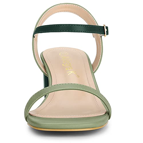 Allegra K Women's Slingback Buckle Chunky Heels Two-Tone Sandals2