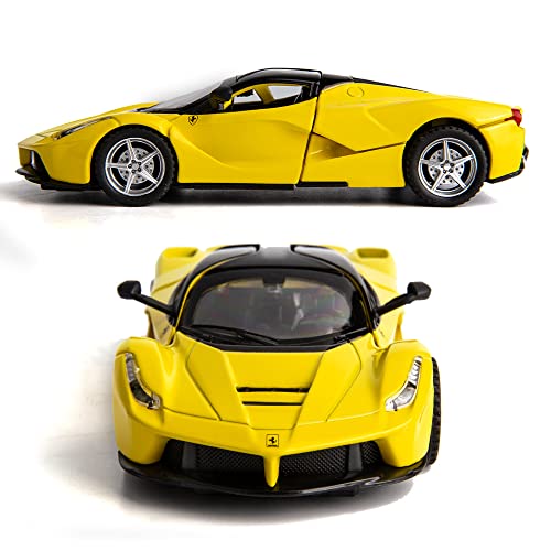 Image of 1 /32 Model Car for Ferrari Race and LaFerrari Toy Car Pull Back Alloy Diecast Model Vehicles Door Can Be Open for Boys Adults Girl Gift Yellow