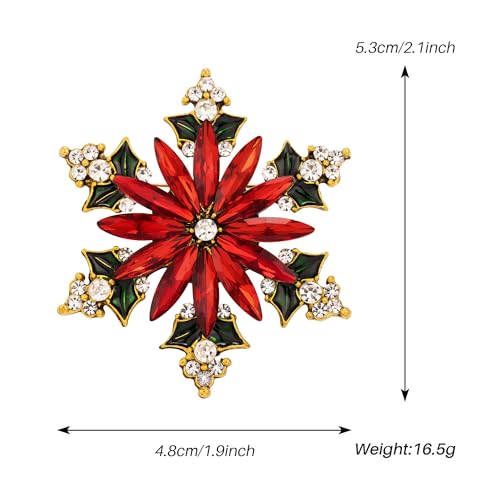 Image of SELOVO Vintage Style Women's Crystal Snowflake Statement Brooch Pin Gold Tone