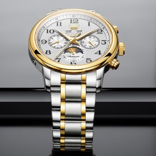 Image of OLEVS Automatic Watches for Men Luxury Skeleton Multi-Function Mechanical Watch Self Winding Date Waterproof Luminous Mens Watch