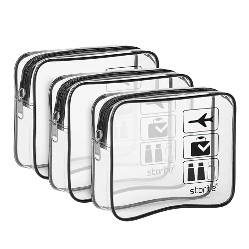 Image of Storite Set of 3 Transparent Cosmetic & Toiletry Travel Organizer Set | Clear PVC Design For Quick Visibility And Easy Access To Cosmetics Toiletries Shaving Kits Makeup And Accessories